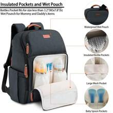 Baby Changing Bag Diaper Nappy Rucksack Backpack With Insulated Pockets Multi-Function Water Resistant Travel For Mom And Dad - Black - View 4