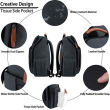 Baby Changing Bag Diaper Nappy Rucksack Backpack With Insulated Pockets Multi-Function Water Resistant Travel For Mom And Dad - Black - View 5