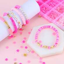 Đất sét Hạt Bộ Ngày lễ tình nhân Màu hồng Phong cách Đối với DIY Làm vòng tay Bộ dụng cụ Với Ngọc trai Giả Lá thư Hạt Phối màu Đất sét polymer Hạt Bằng phẳng Hạt DIY Vòng tay Làm đồ trang sức Bộ - Nhiều màu - Xem 2