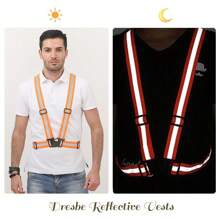 DRESBE Reflective Vest Gear Unisex Warning Vests Adjustable Laser Safety Band For Night Running Cycling Jogging Walking - trái cam - Xem 4