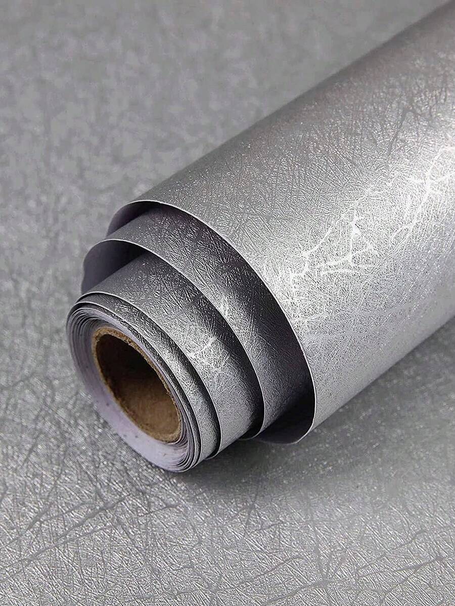 1 Miếng Màu bạc Xám Hình nền Bóc Và Gậy Hình nền Màu xám Lụa Hình nền Xám Tiếp xúc Giấy Đối với Tủ Chất rắn Màu bạc Tự dính Có thể tháo rời Hình nền Textured Hình nền Không thấm nước Tường Che phủ