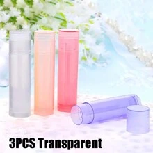 3入組透明裝滿的護唇膏管、護唇膏容器、空化妝品容器、旅行化妝配件、迷你護唇膏管、護唇膏管容器、diy護唇膏容器。迷你塑料容器、護唇膏管、空護唇膏容器護唇膏管 - 無色 - 查看 1