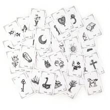 Baraja De Cartas Luna Lenormand Con Estilo De Dibujo A Mano Alzada Raro Para Juegos De Mesa, Diseño Conciso - Blanco - Ver 3