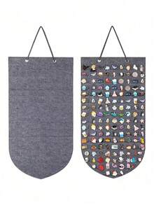 1個掛牆式毛氈珠寶展示收納袋,可放耳環、唇環、眉環、胸針、獎章等,多功能展示架 - 黑色 - 查看 4