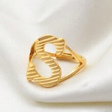 1只A-Z字母戒指，女性金色/銀色非洲字母首飾，可調整大小的英文字母指環，阿拉伯風格 - 彩色 - 查看 13