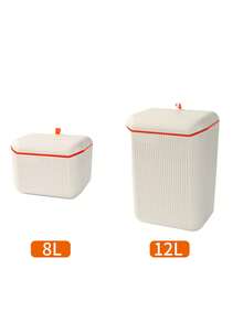 極簡時尚垃圾桶,家用/辦公室/廚房廢物桶+蓋子 - 白色 - 查看 2