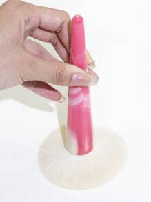 1pc Powder Or Blush Brush With Large Bristles For Multipurpose Makeup, Fluffy Soft Portable Face Tool For Compacting Powders, Blushes, Loose Powders, Nail Dust - Hot Pink - View 5