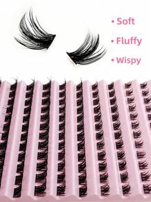 Asiteo DIY Cartoon Style D Curl Soft Thick Fluffy Individual False Eyelashes, Home Use Makeup Eyelash Extension, Eyelash Cluster, Eyelash Cluster, Individual False Eyelashes, Eyelashes, False Eyelashes - Black - View 5