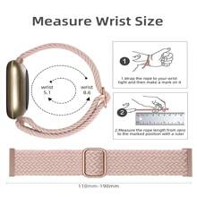 Braided Stretchy Band Compatible With Fitbit Sense/Fitbit Versa 3/ Versa 4/ Sense 2 Bands Women Men, Soft Elastic Strap Bracelet Wrist Bands For Fitbit Sense/Versa 3 Smart Watch Band Accessory - Meat Powder - View 3
