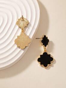 1對歐美風格金色五角星垂墜耳環與流蘇設計,為時尚女士送禮很適合在海灘度假時穿戴 - 黑色 - 查看 2