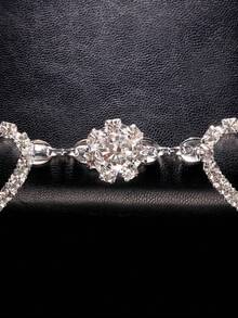 1入新款時尚肚皮舞心形腰鍊,多層閃爍性感身鍊,適用於夜店或派對 - 銀色 - 查看 3