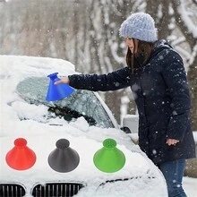 汽車擋風玻璃除冰刮雪器圓形錐形輕量級塑料雪鏟,多功能冰雪工具 - 彩色 - 查看 2