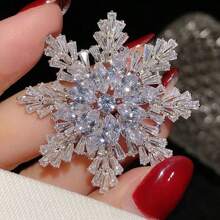 Broche De Cobre Com Design De Flocos De Neve Branco De Zircônia Cúbica Brilhantes, Estilo Minimalista Para Lapela De Terno Feminino, Presente De Férias Para Casais