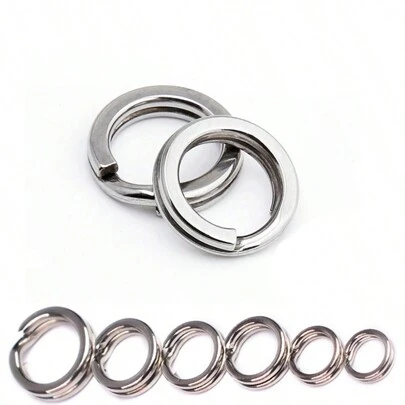 50PCS Stainless Steel Split Rings  Strengthen Solid Ring Lure Connecting Ring Fishing Accessories Fishing Ring