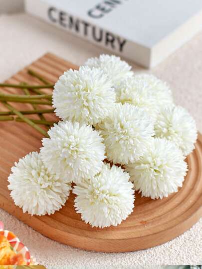 8/16pcs Artificial Chrysanthemum Ball Flowers Dandelion Hydrangea Arrangement Bouquet Present For Friends Bridal Wedding Bouquet Decor For Home Office Coffee House Party Wedding Decoration