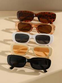 5 Pairs Square Frame Fashion Glasses, Fashionable Personalized Rectangular Glasses For Teenagers - Multicolor - View 2