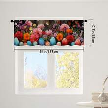 1片/2片咖啡廳窗簾巴黎春天花卉蛋椅墊窗簾,掛袋式鄉村短現代美學抽象窗簾,適用於廚房臥室學習咖啡廳客廳家庭等窗戶裝飾 - Flower Egg - 查看 6