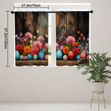 1片/2片咖啡廳窗簾巴黎春天花卉蛋椅墊窗簾,掛袋式鄉村短現代美學抽象窗簾,適用於廚房臥室學習咖啡廳客廳家庭等窗戶裝飾 - Flower Egg - 查看 4