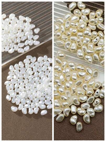 200pcs Fashionable Asymmetrical Faux Pearl Spacer Beads For Diy Jewelry Making