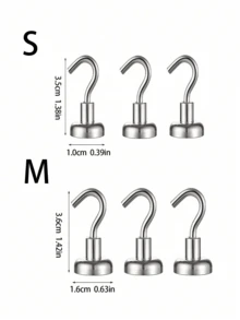 3 件組多功能冰箱貼,不鏽鋼可拆卸磁鐵掛鉤,適合家用 - 銀色 - 查看 2