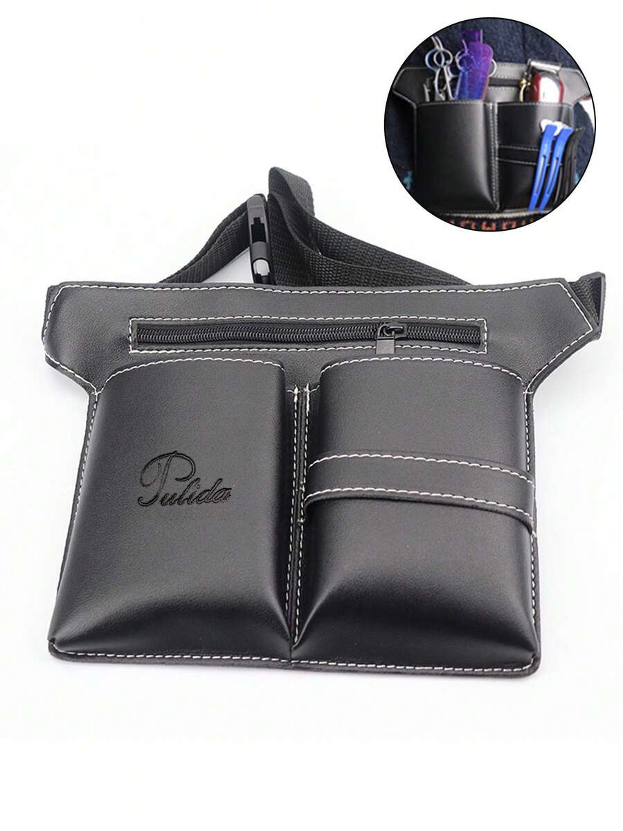 美髮師剪刀包理髮剪刀包專業美髮工具腰包帶腰帶,美髮沙龍剪刀收納腰包供髮型師使用 - 黑色 - 查看 1