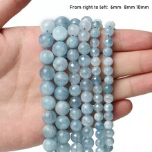 天然石頭玉多色翡翠霞石晶方解石時尚圓形鬆散間隔珠子,供diy珠寶製作使用,適用於女士手鍊項鍊耳環 - 彩色 - 查看 22
