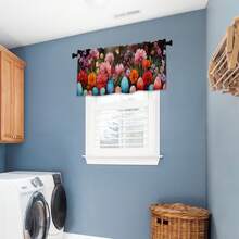 1片/2片咖啡廳窗簾巴黎春天花卉蛋椅墊窗簾,掛袋式鄉村短現代美學抽象窗簾,適用於廚房臥室學習咖啡廳客廳家庭等窗戶裝飾 - Flower Egg - 查看 5