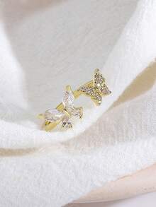 1 Miếng Đúng mốt Và Đơn giản Đồng Kim cương & Khối Zirconia  Loại bướm Nhẫn Thích hợp Đối với Của phụ nữ Mặc hàng ngày - Vàng - Xem 4