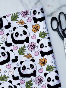 熊貓心形diy面料,可用於製作桌布、掛毯、衣物等 - 彩色 - 查看 3