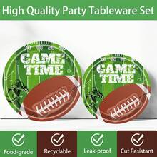 97件式橄欖球派對用品套件,可供24人使用,包括: 24個大盤子,24個小盤子,24條餐巾紙,24個杯子和1張餐桌布,適用於橄欖球派對、尾門派對和橄欖球派對裝飾。共97件。 - 綠色 - 查看 6