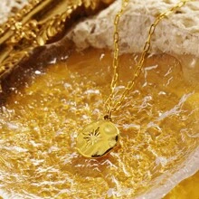 1 件时尚欧美风格不锈钢星形和不对称圆盘吊坠项链，适合女性日常佩戴 - 圓吊牌圖案系列 - 查看 10