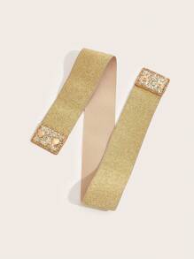 1 件女式闪光串珠弹性腰带，适合派对和日常使用万圣节夏季、学校秋季、秋季、万圣节 - 金色 - 查看 4