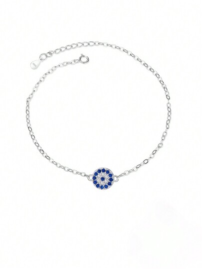 1pc European And American Style 925 Sterling Silver Evil Eye Bracelet, Adjustable, For Men And Women