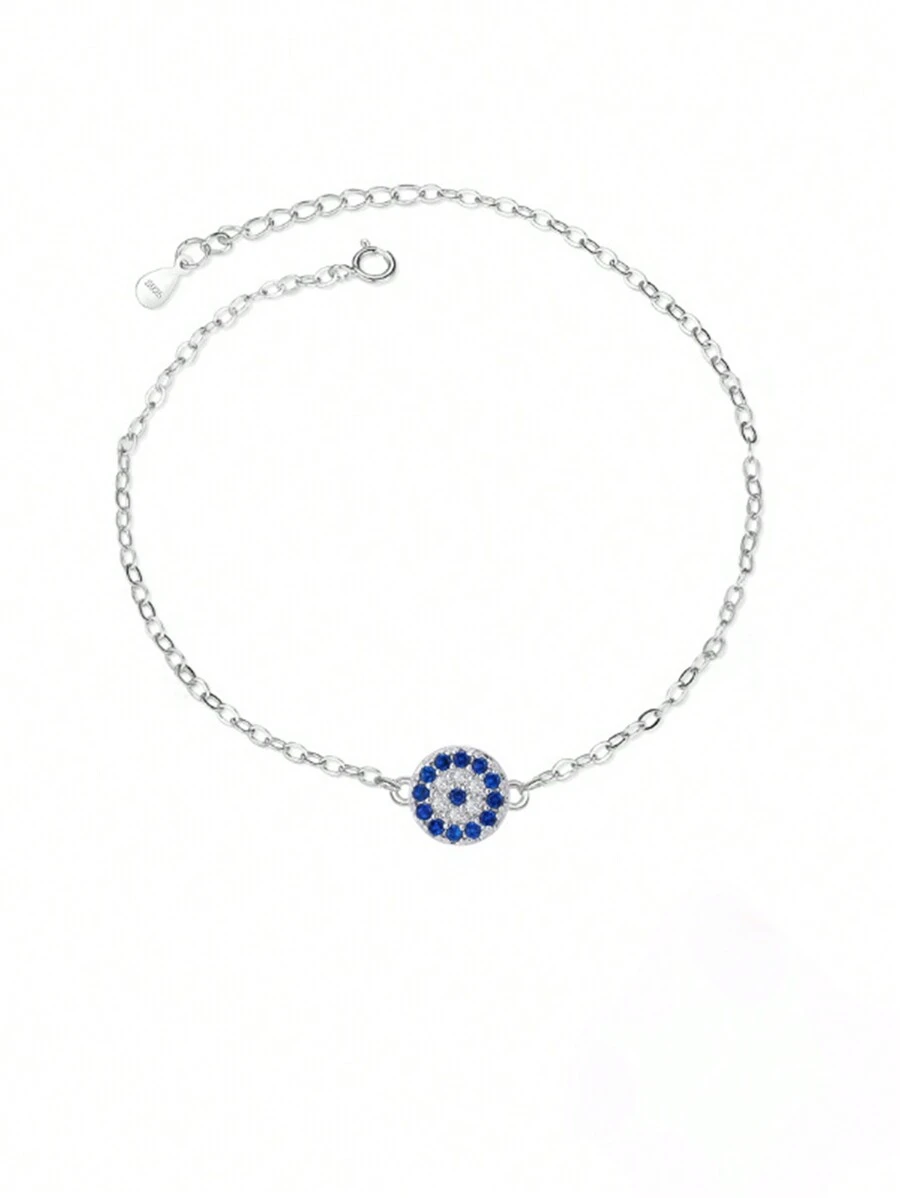 1pc European And American Style 925 Sterling Silver Evil Eye Bracelet, Adjustable, For Men And Women