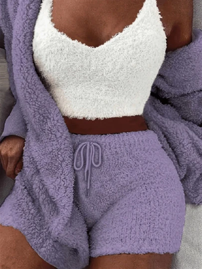 Women's Homewear Set Women's Cashmere Autumn And Winter Homewear Three-Piece Set Women's Thickened Three-Piece Set Home Leisure Essentials Suitable For Home Leisure Out Fashion Wear, Warming