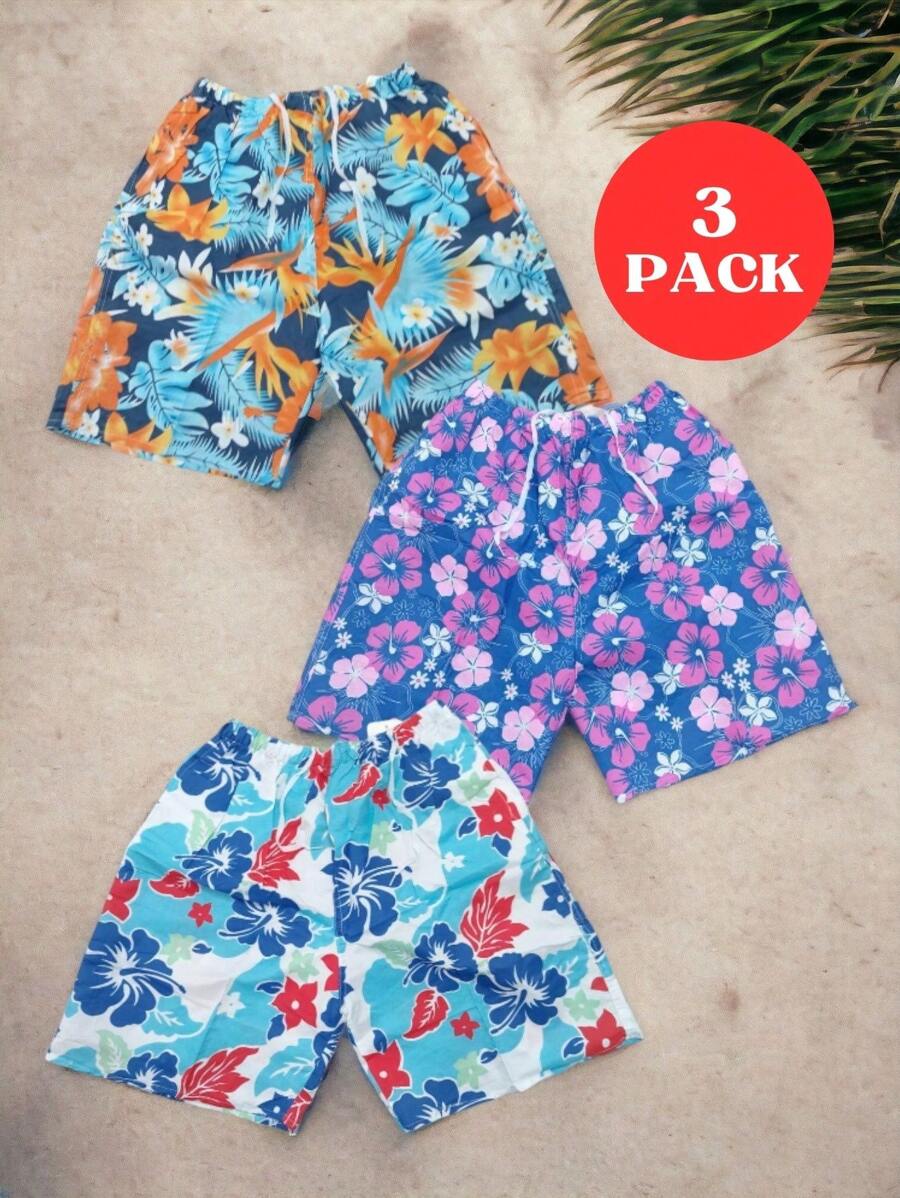 3 Piezas Bermudas playa hombre vaciones unitalla diseños al azar - Multicolor - Ver 1