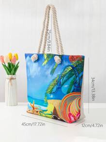 新款印花休閒度假手提袋，學校書包，大容量，便攜式，適用於十幾歲的女孩、女大學生、白領工作者，適用於工作、返校、中學、高中、大學、度假 - 彩色 - 查看 5