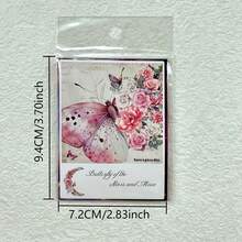 30pcs Butterfly And Flower Themed DIY Decorative Stickers Pack Decorative Stickers For Scrapbook Label Diary Stationery Album Telephone Journal Planner - Red - View 2