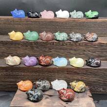 1只天然水晶手工雕刻的睡貓擺件,適用於時尚和療癒之用 - 一件天然水晶手工雕刻睡貓工藝時尚療癒擺件 - 查看 1