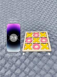 1套木質井字遊戲方塊（9件套），兒童桌面遊戲，邏輯思維培養，學校，學生，文具，學用品 - 黃色 - 查看 8