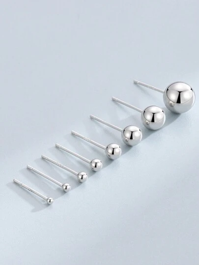 HuooNew 1雙極簡風格925純銀豆形耳釘,中性禮品