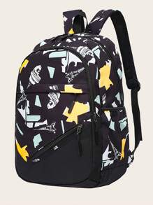 Fashion New Three-Piece Campus Backpack Set - Black - View 2