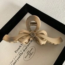 1入漸層黑/棕色女士蝴蝶結髮夾,大虎口夾子束髮,髮飾品 - 漸層咖色 - 查看 3
