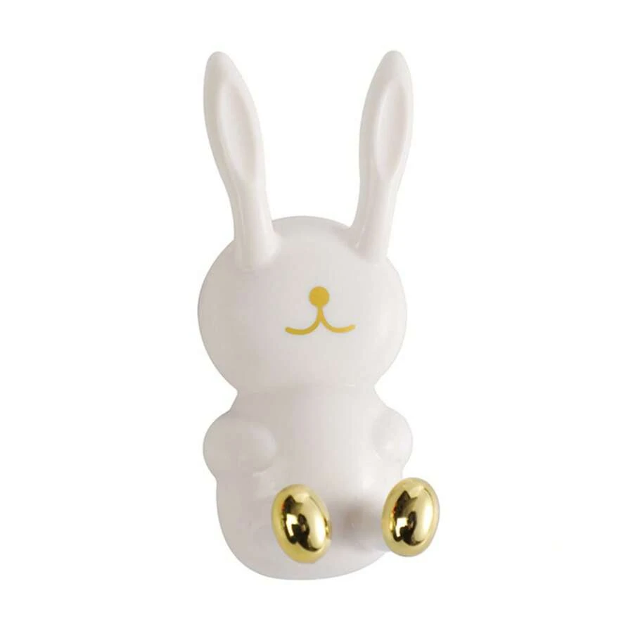 1 件可愛卡通兔子設計塑膠黏鉤用於壁掛式牙刷杯、廚房、浴室、家庭儲物,無需鑽孔 - 白色 - 查看 1