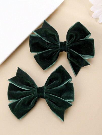 2 piezas Elegantes lazos de pelo de felpa verde para mujeres, Clips de pelo de cocodrilo de unicolor lujosos, Accesorios de pelo estilo francés. Día de San Valentín, Valentín, Pinzas para el cabello, Artículos escolares