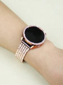 二合一表带 + 表壳组合套装 兼容三星手表系列 Galaxy Watch 4/5/6/7 40MM/44MM 表带表壳 华丽时尚闪亮镶钻金属表带 + 防摔防刮闪亮双排镶钻 PC 镂空表壳 赠送表带调节工具 - 玫瑰金 - 查看 5