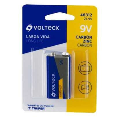Pila zinc-carbón 9 V en blíster, Volteck ZI-9V