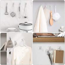 4pcs Stainless Steel Adhesive Hooks Without Drilling - Silver - View 3