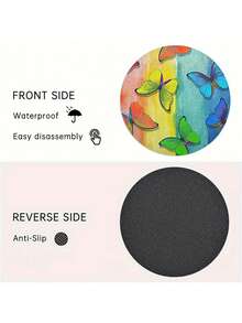 2入組油畫風格多彩蝴蝶印花防燙防滑杯墊,是家居用品和送給朋友的最佳選擇；ins風格簡約桌面裝飾皮革杯墊,節日裝飾杯墊。 - 彩色 - 查看 3