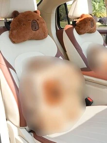 1件装汽车头枕车用颈枕创意卡通可爱毛绒枕头车用座椅小熊头枕 - 彩色 - 查看 9